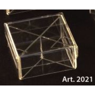 Scatola PLEXIGLASS quadrata per confetti con coperchio e divisori Pz.6 - mm.80x80x40