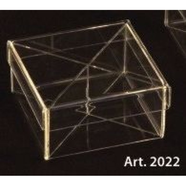 Scatola PLEXIGLASS quadrata per confetti con coperchio e divisori Pz.6 - mm.100X100X50