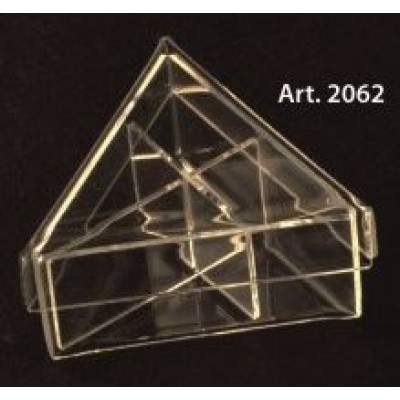 Scatola PLEXIGLASS TRIANGOLO con coperchio e divisori Pz.6 - mm.90 Altezza mm.40