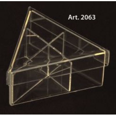 Scatola PLEXIGLASS TRIANGOLO con coperchio e divisori Pz.6 - mm.100 Altezza mm.50