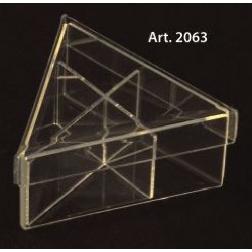 Scatola PLEXIGLASS TRIANGOLO con coperchio e divisori Pz.6 - mm.100 Altezza mm.50