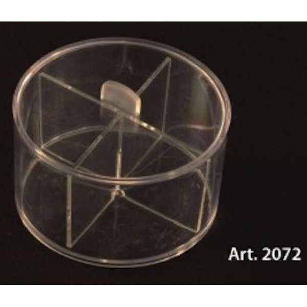 Scatola PLEXIGLASS rotonda con coperchio e divisori Pz.6 - diam.mm.100 Altezza mm.60