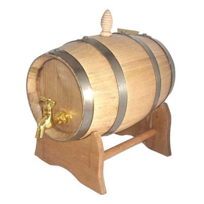 Botte con base in legno e rubinetto dorato Lt.1