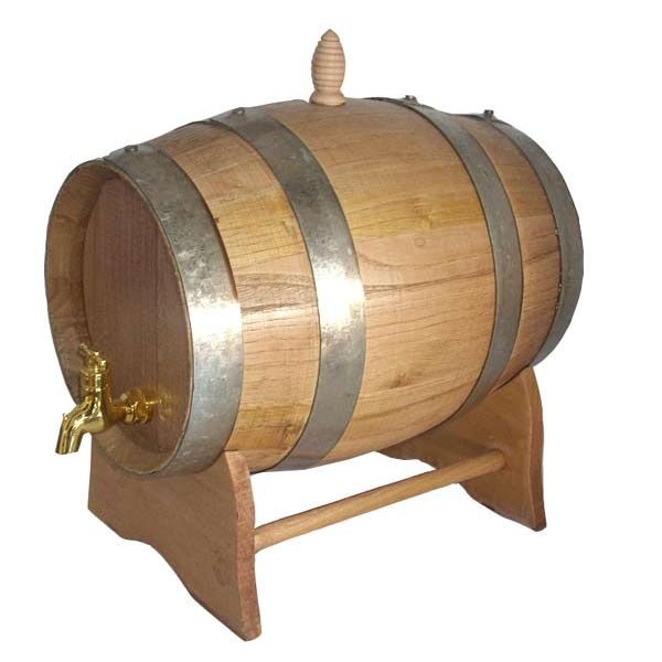 Botte con base in legno e rubinetto dorato Lt.5