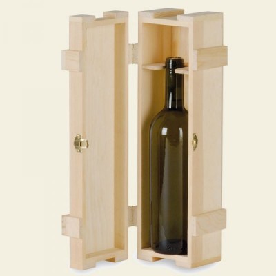 CASSETTA 1 BOTTIGLIA IN LEGNO NATURALE - CLASSICA - 4 Pz.