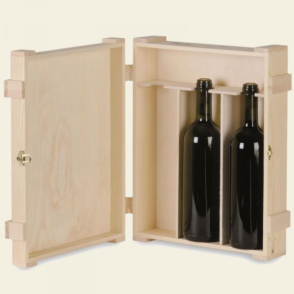 CASSETTA 3 BOTTIGLIE IN LEGNO NATURALE - 2 Pz.
