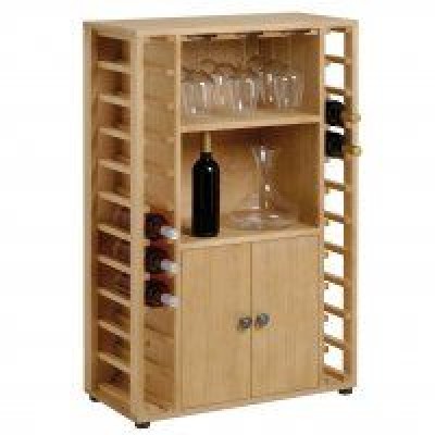 Cantinetta con porta calici per 22 bottiglie in legno pino massello - SPEDIZIONE GRATUITA