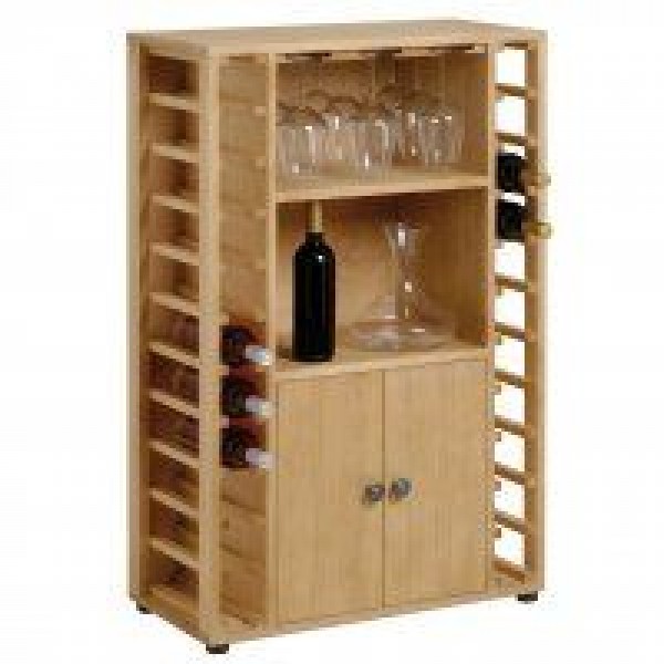 Cantinetta con porta calici per 22 bottiglie in legno pino massello - SPEDIZIONE GRATUITA
