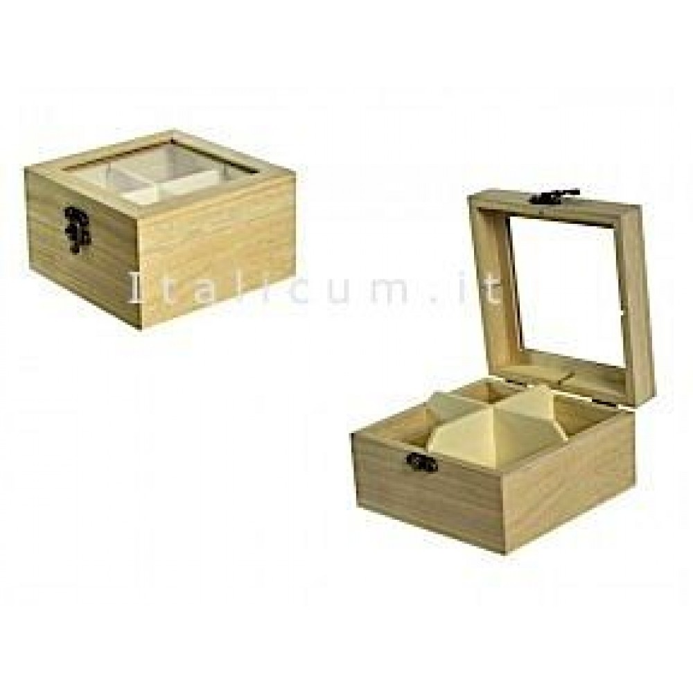 Espositore In Legno 24 Scomparti Con Coperchio In Vetro Per Collezionismo, Pietre, Cristalli, Fossili (marrone Chiaro)