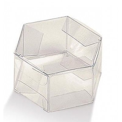 Scatole trasparenti esagono portaconfetti mm. 60x30 Pz.10
