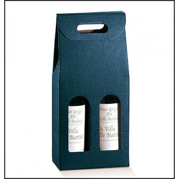 Scatole Portabottiglia 2 posti JUTA BLU mm.180x90x385 Pz.20