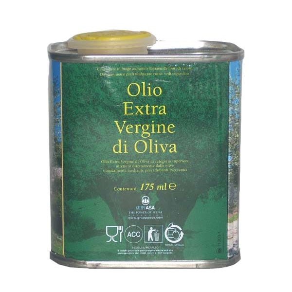 Lattina "olio extra vergine di oliva" per trasporto olio ml.175