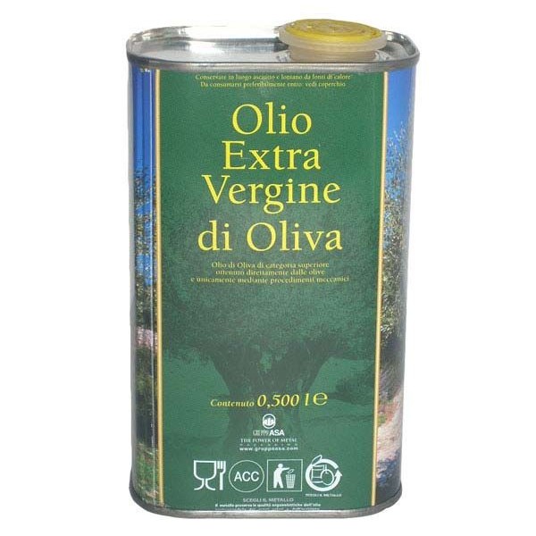 Lattina "olio extra vergine di oliva" per trasporto olio ml.500