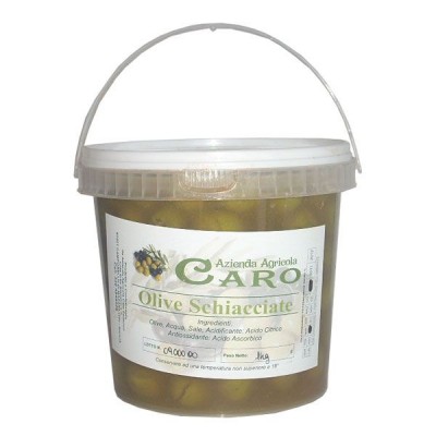Olive bianche schiacciate in salamoia di Trapani  Kg.1