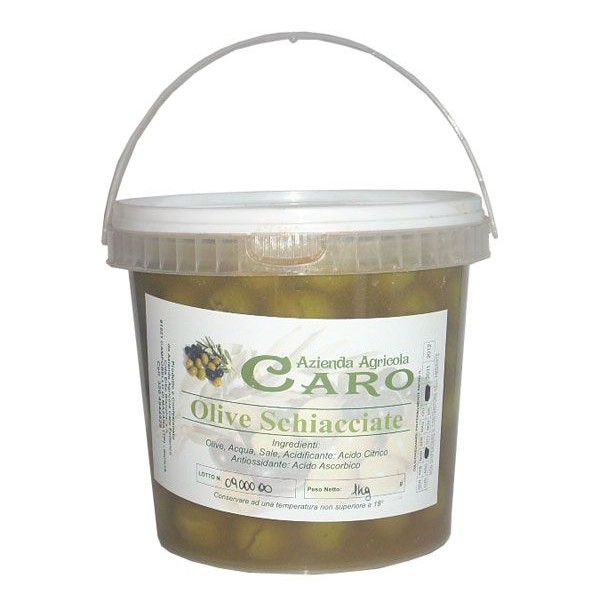 Olive bianche schiacciate in salamoia di Trapani  Kg.1