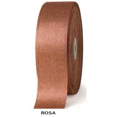 Nastro raso ROSA ANTICO con glitter - rotolino lungo mt.25 largo mm.25 -