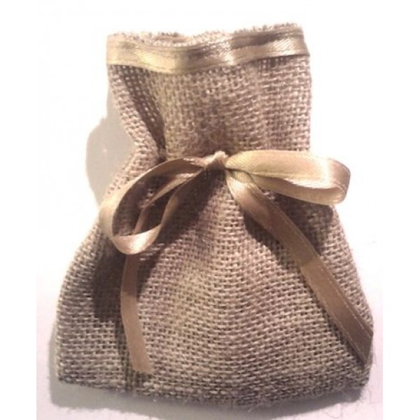 Sacchetto in juta naturale portaconfetti con bordo rifinito mm.100x120 - pz.150 Sconto 10%