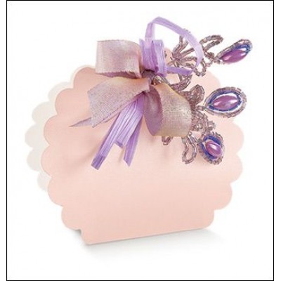 Scatole portaconfetti in cartoncino Borsa rotonda rosa satin mm.58x40x85 Pz.10