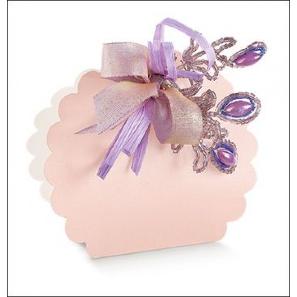 Scatole portaconfetti in cartoncino Borsa rotonda rosa satin mm.58x40x85 Pz.10