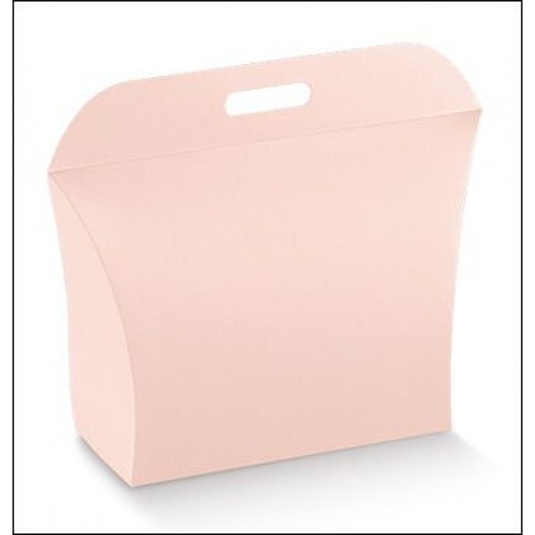 Scatole portaconfetti Borsetta in cartoncino rosa satin mm.80x25x80 Pz.10