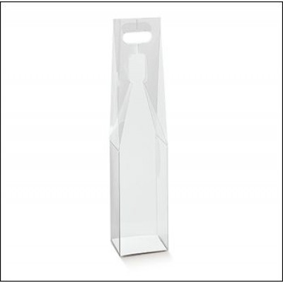 Scatole Sacchetto trasparenti portabottiglia 1 posto acetato PVC mm.90x90x430 Pz.10