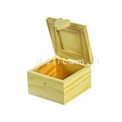 Cassetta in legno di balsa con coperchio e chiusura calamita cm.7,4x7,4 h.4,4