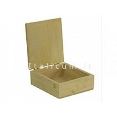 Scatola in legno di balsa con coperchio e chiusura a cerniera cm.11,4x10,5 h.4,4