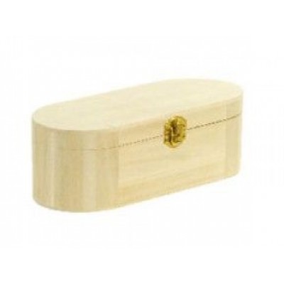 Scatola ovale in legno di balsa con chiusura metallica cm.22,5x8,5 h.7