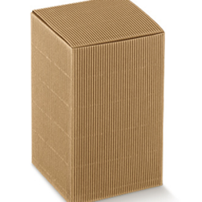Scatola bomboniera pieghevole in cartone ondulato avana mm.100x100x160 - Pz.50 Sconto 10%