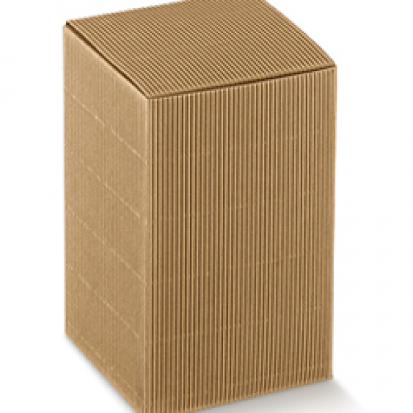 Scatola bomboniera pieghevole in cartone ondulato avana mm.100x100x160 - Pz.50 Sconto 10%