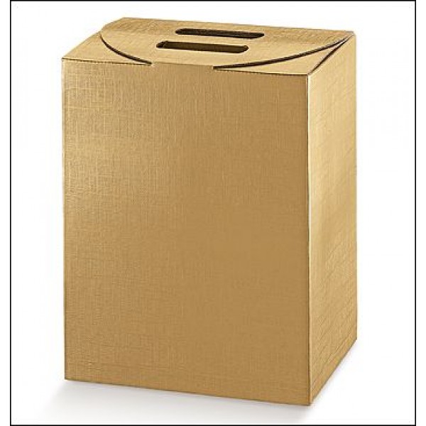 Scatola per panettone + bottiglia seta oro - mm.245x190x340 Pz.10