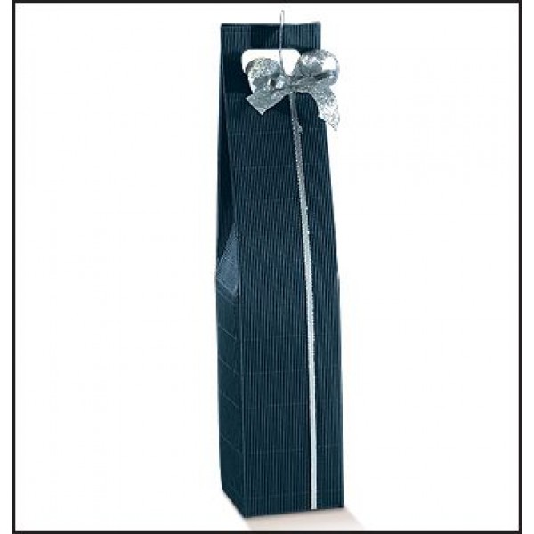 Scatole per bottiglia vino 1 posto Onda Blu con manico mm.90x90x430 Pz.10