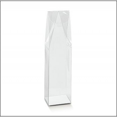 Scatole trasparenti portabottiglia 1 posto acetato PVC mm.90x90x370 Pz.10