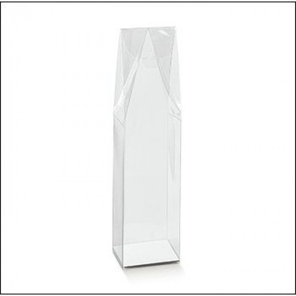 Scatole trasparenti portabottiglia 1 posto acetato PVC mm.90x90x370 Pz.10