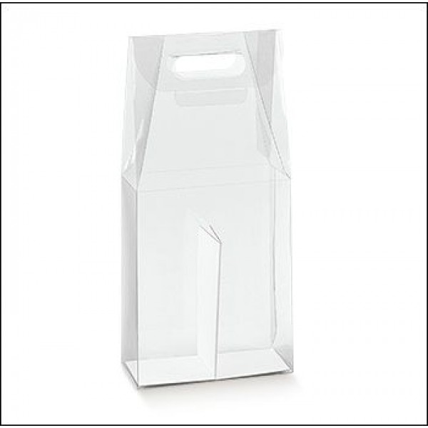 Scatole trasparenti portabottiglia 2 posti acetato PVC mm.180x90x385 Pz.10