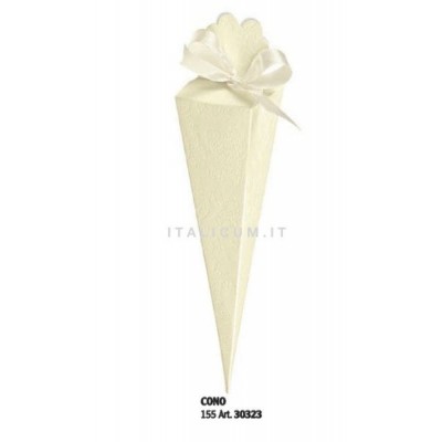 Scatola CONO PORTARISO in cartoncino decorato avorio mm.155 - Pz.10