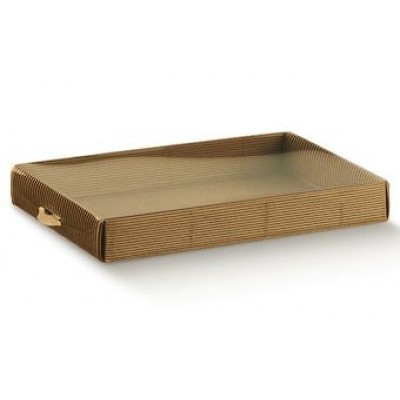 Scatole cartone con coperchio trasparente onda avana mm.250x190x35 - Pz.10