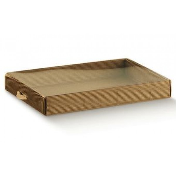 Scatole cartone con coperchio trasparente onda avana mm.250x190x35 - Pz.10