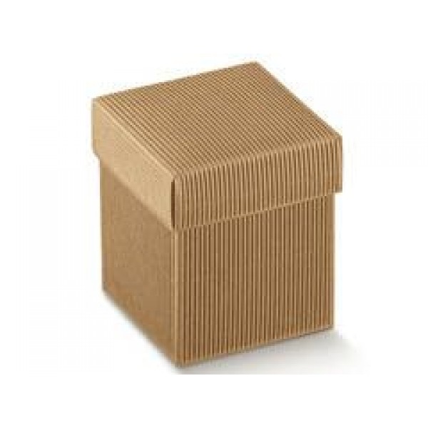Scatola portaconfetti fondo e coperchio in cartone ondulato avana mm.80x80x120 - Pz.10