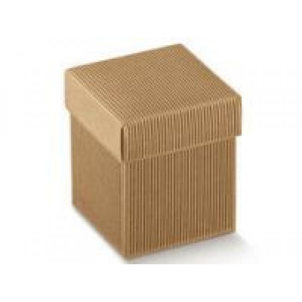 Scatola portaconfetti fondo e coperchio in cartone Liscio avana mm.80x80x150 - Pz.10