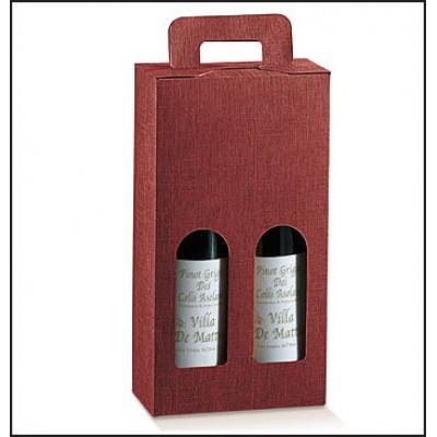Scatole Portabottiglia Valigietta 2 posti SETA BORDEAUX mm.180x90x340 Pz.20