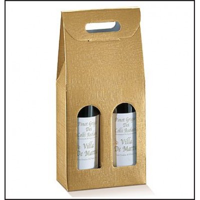 Scatole Portabottiglia 2 posti SETA ORO mm.180x90x385 Pz.20