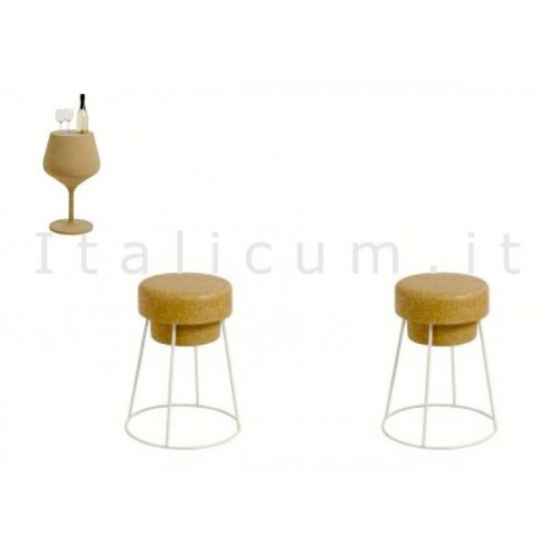 Sgabelli TAPPO basso in sughero massiccio cm.44x56,5 - Set 2 pz. Sconto 10% - SPEDIZIONE GRATUITA