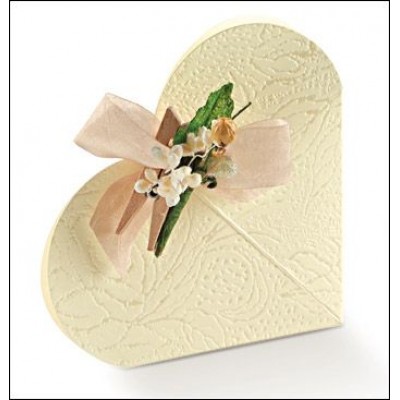Scatole portaconfetti Cuore in cartoncino "Soft Avorio" mm.65x15 Pz.10
