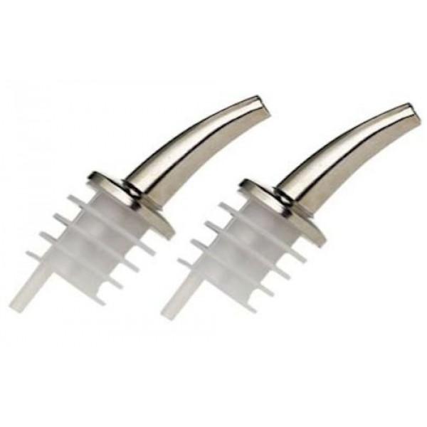 SET 2 TAPPI DOSATORI OLIO IN OTTONE ARGENTATO E SINTETICO PE - BECCUCCIO CONICO - Pz.200 (Tot.400 Tappi)