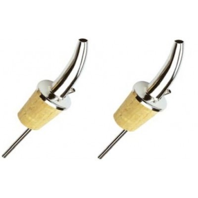 TAPPI VERSATORI PER OLIO IN OTTONE ARGENTATO E SUGHERO SET 2 PZ. BECCUCCIO CONICO - Pz.240 (Tot. 480 Tappi)