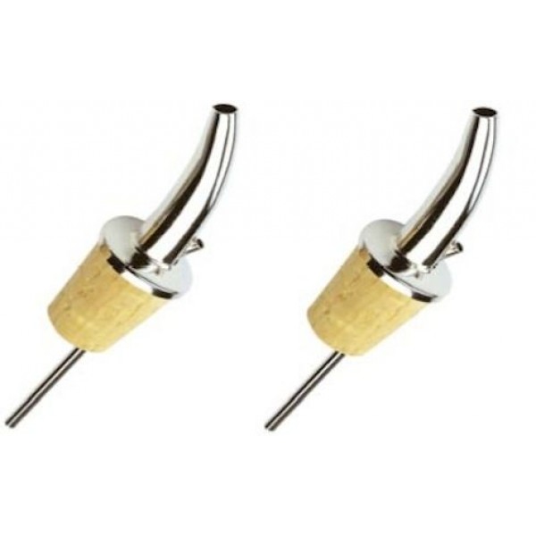 TAPPI VERSATORI PER OLIO IN OTTONE ARGENTATO E SUGHERO SET 2 PZ. BECCUCCIO CONICO - Pz.240 (Tot. 480 Tappi)