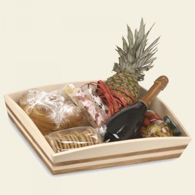 CESTO DA CONFEZIONE VASSOIO IN LEGNO BICOLORE