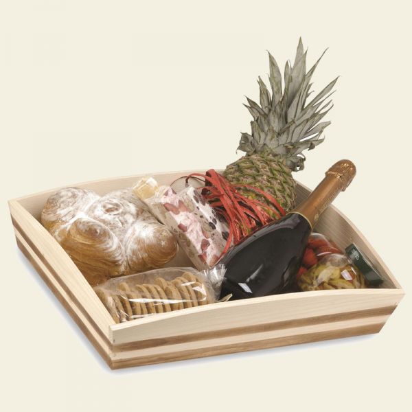 CESTO DA CONFEZIONE VASSOIO IN LEGNO BICOLORE