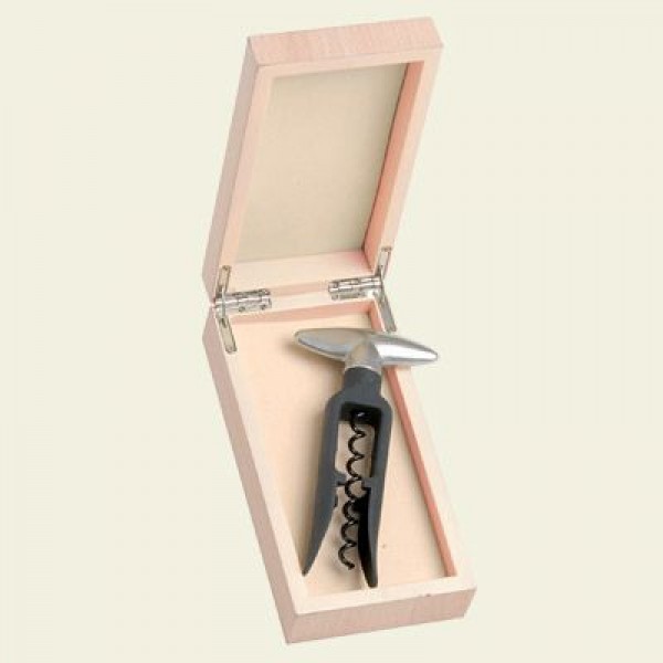 Cavatappi professionale con cassetta in faggio 19x10x6 cm. SCONTO 70%